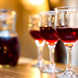 Three Glasses of Wine and a Jar